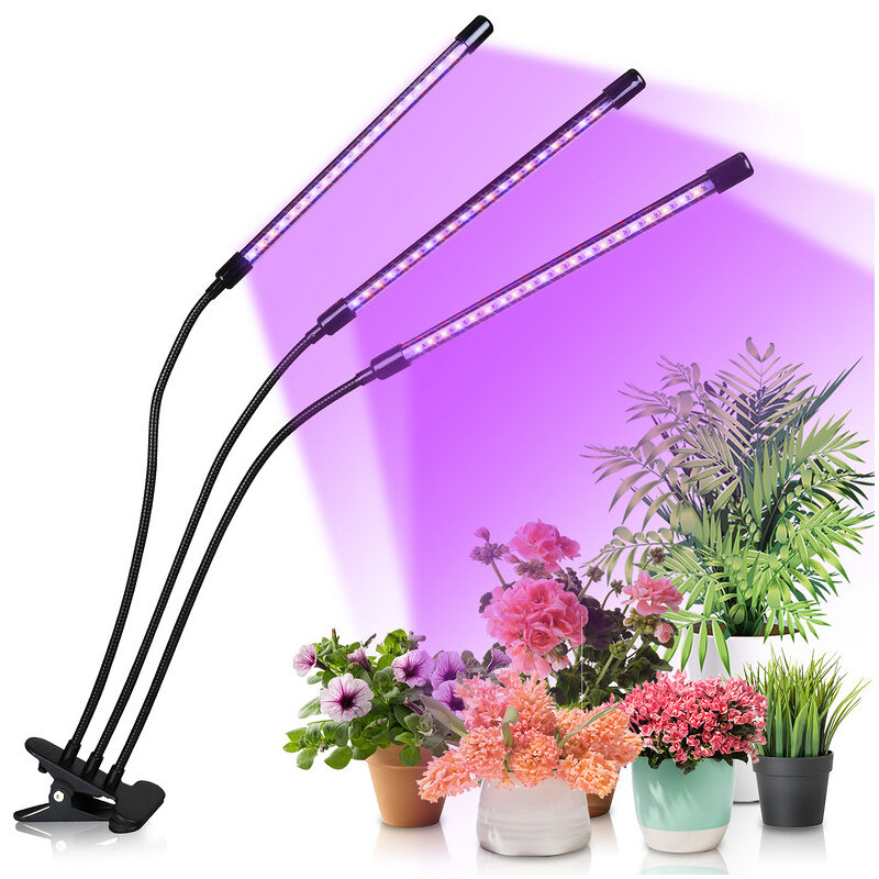 foto del prodotto swanew lampada per piante da 30 w, lampada per orticoltura a tre teste con luce crescente con collo di cigno flessibile a 360 