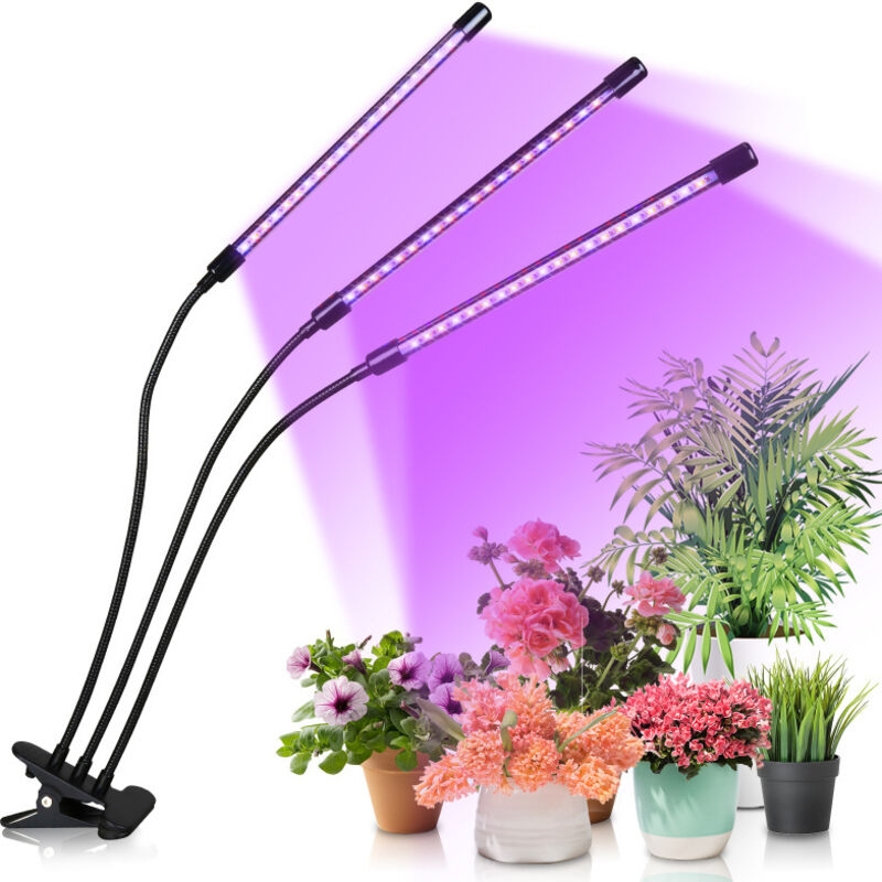 foto del prodotto swanew lampada per piante da 30 w, lampada per orticoltura a tre teste con luce crescente con collo di cigno flessibile a 360 
