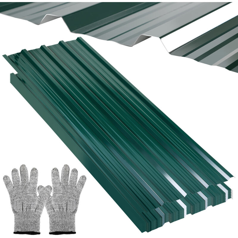 foto del prodotto swanew lastra di copertura l.1,28m x l.0,46 m, ep.0.25 mm verde lamiera d acciaio per trogoli superficie coperta 21 36pz 