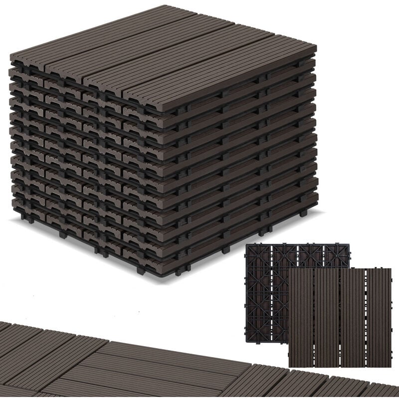 foto del prodotto swanew lastra per terrazza piastrelle in legno per giardino, piastrelle per terrazza 30x30 cm, impermeabile, sistema caf click 11pz