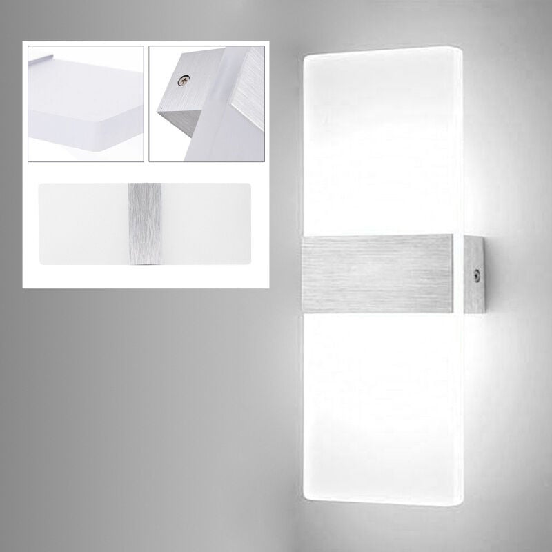 foto del prodotto swanew led lampada da parete faretto da parete lampada da bagno lampada da parete giardino interno bianco 12w