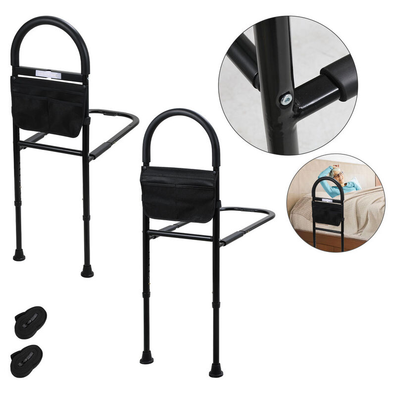 foto del prodotto swanew letto aiuto alzata ringhiera letto protezione anticaduta maniglia ringhiera letto nero con led