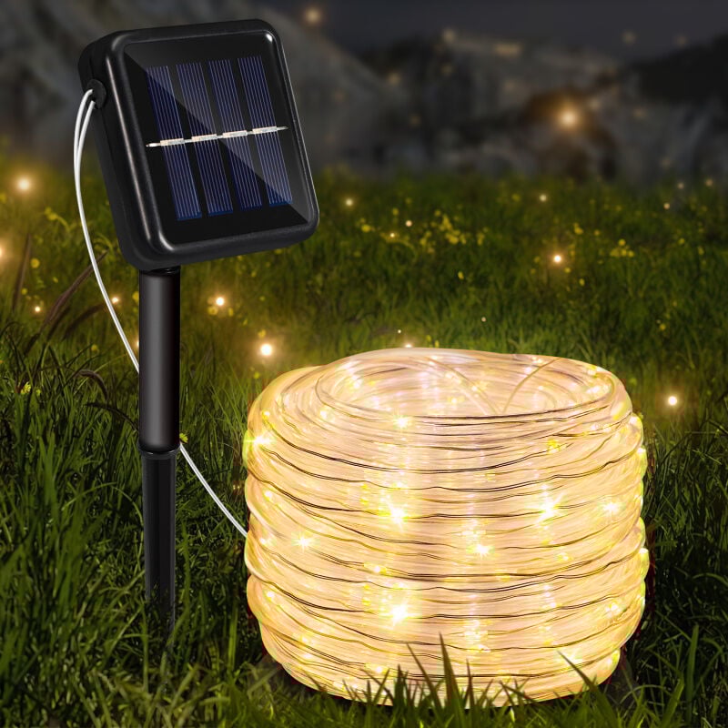 foto del prodotto swanew luce di stringa solare all'aperto con 8 modalità per la decorazione all'aperto. giardino e albero. 32m 300 led bianco caldo