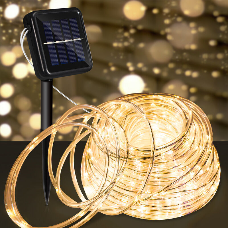 foto del prodotto swanew luce di stringa solare. per giardino. terrazza. matrimonio e festa di natale. 12m 100 led. bianco caldo