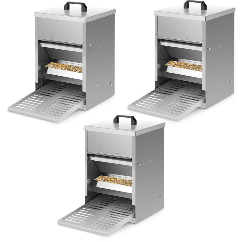 foto del prodotto swanew mangiatoia automatica per polli mangiatoia da 5kg con pedale, portello e coperchio impermeabile, per polli, anatre e tacchini 42x41x25 cm
