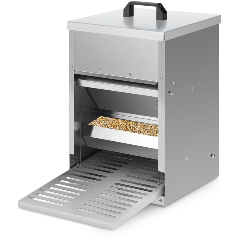 foto del prodotto swanew mangiatoia automatica per polli mangiatoia da 5kg con pedale, portello e coperchio impermeabile, per polli, anatre e tacchini 42x41x25 cm