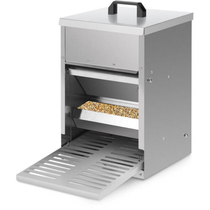 foto del prodotto swanew mangiatoia per polli capacit 5 kg, acciaio zincato, mangiatoia a pedale, mangiatoia automatica con coperchio