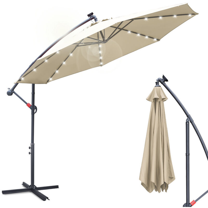 foto del prodotto swanew ombrellone 3,5 m con led a sbalzo ombrellone da giardino ombrellone patio uv30 , beige
