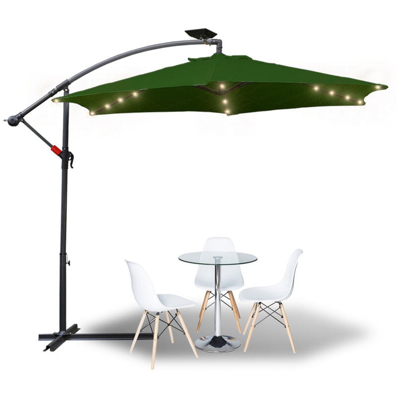 foto del prodotto swanew ombrellone 3,5 m con led ombrellone a sbalzo ombrellone da giardino ombrellone da patio uv30 verde