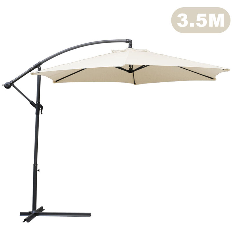 foto del prodotto swanew ombrellone a sbalzo 3,5 m ombrellone girevole in alluminio ombrellone da giardino terrazza balcone beige