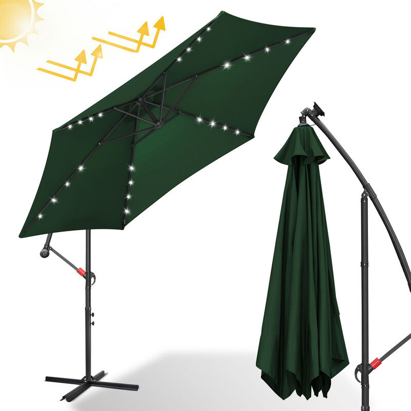 foto del prodotto swanew ombrellone a sbalzo 350 cm con led, protezione uv, manovella verde