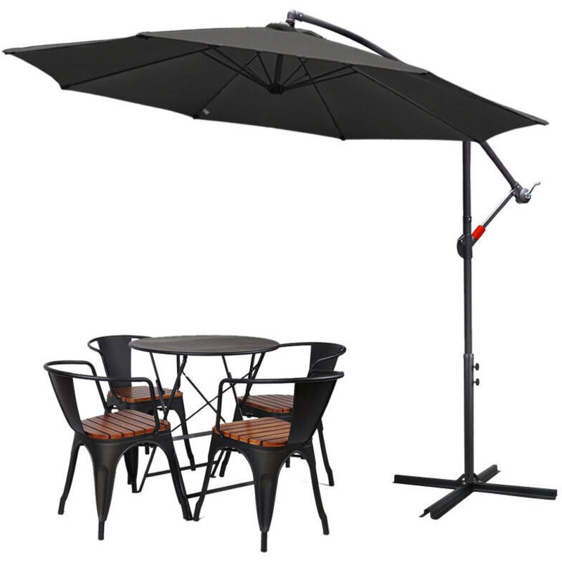 foto del prodotto swanew ombrellone a sbalzo ruotabile a 360 350cm ombrellone con manovella uv40 ombrellone da giardino ombrellone da mercato grigio