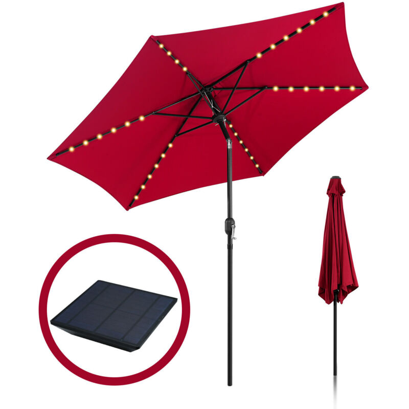 foto del prodotto swanew ombrellone da giardino solare a led dritto con protezione uv e funzione inclinabile 270cm rosso