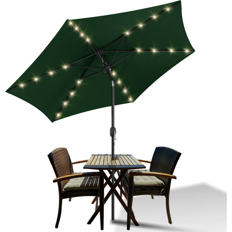 foto del prodotto swanew ombrellone da giardino solare a led dritto con protezione uv e funzione inclinabile 270cm verde