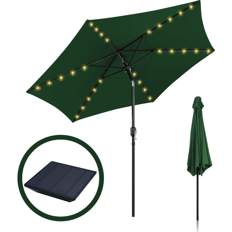 foto del prodotto swanew ombrellone da giardino solare a led dritto con protezione uv e funzione inclinabile 270cm verde