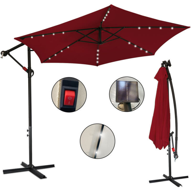 foto del prodotto swanew ombrellone deport jardin pavillon de jardin avec clairage led 300cm rosso