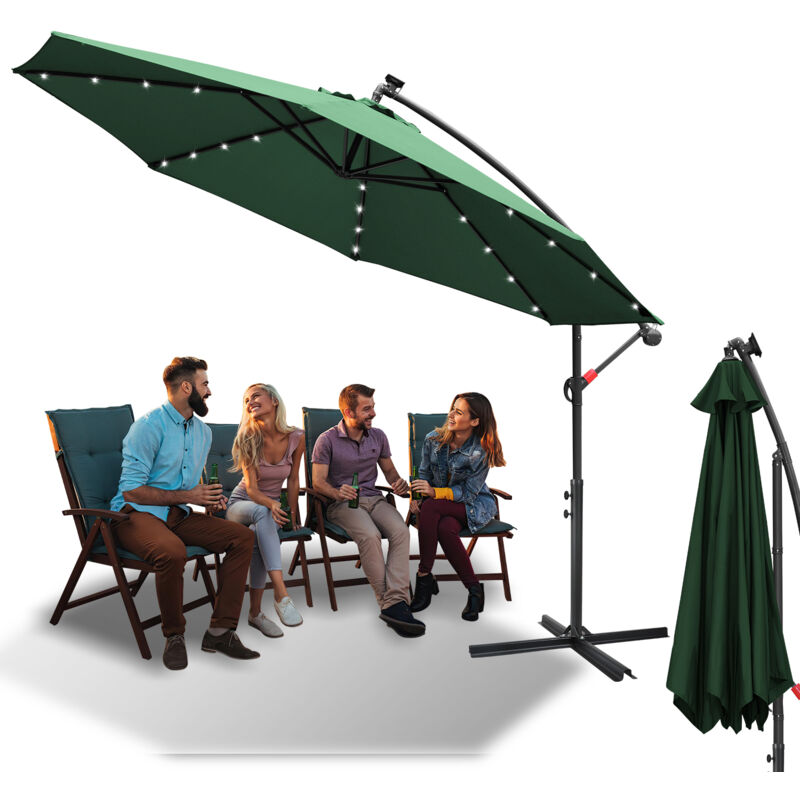 foto del prodotto swanew ombrellone deporte led solare protezione uv e resistente agli agenti atmosferici 300cm verde