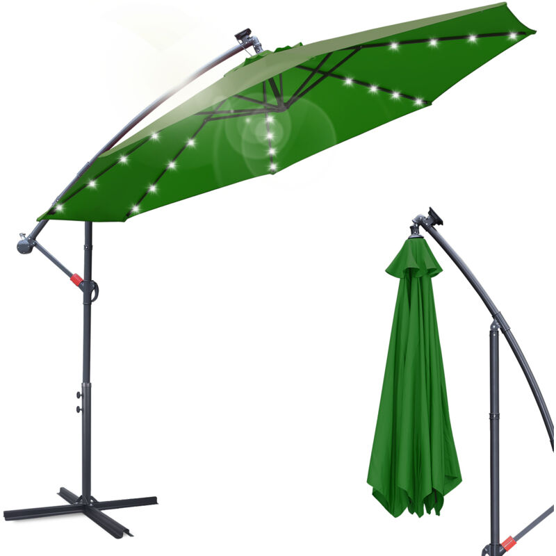 foto del prodotto swanew ombrellone deporte led solare protezione uv e resistente agli agenti atmosferici 350cm verde