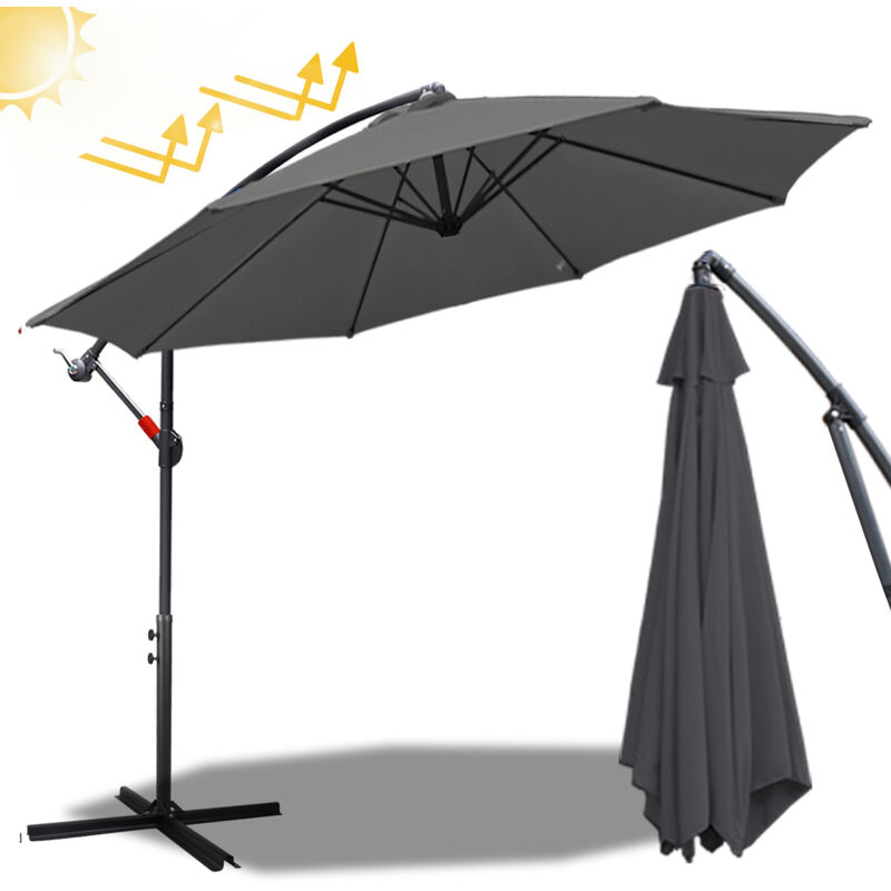 foto del prodotto swanew ombrellone deporte protezione uv e resistente agli agenti atmosferici 350cm grigio