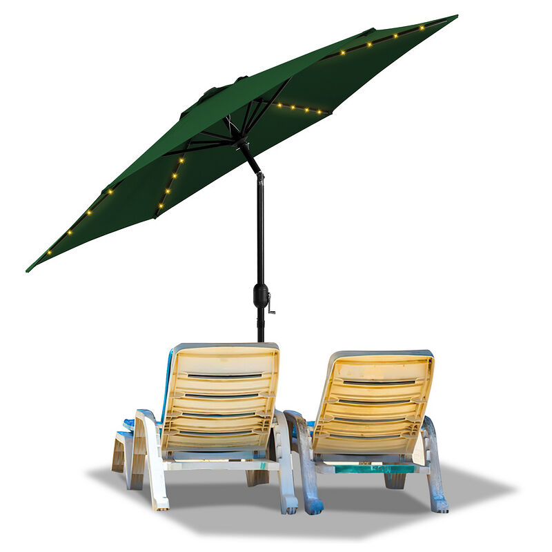 foto del prodotto swanew ombrellone rotondo da giardino, protezione uv fino a uv30 , inclinabile, con supporto e led, 270cm, verde