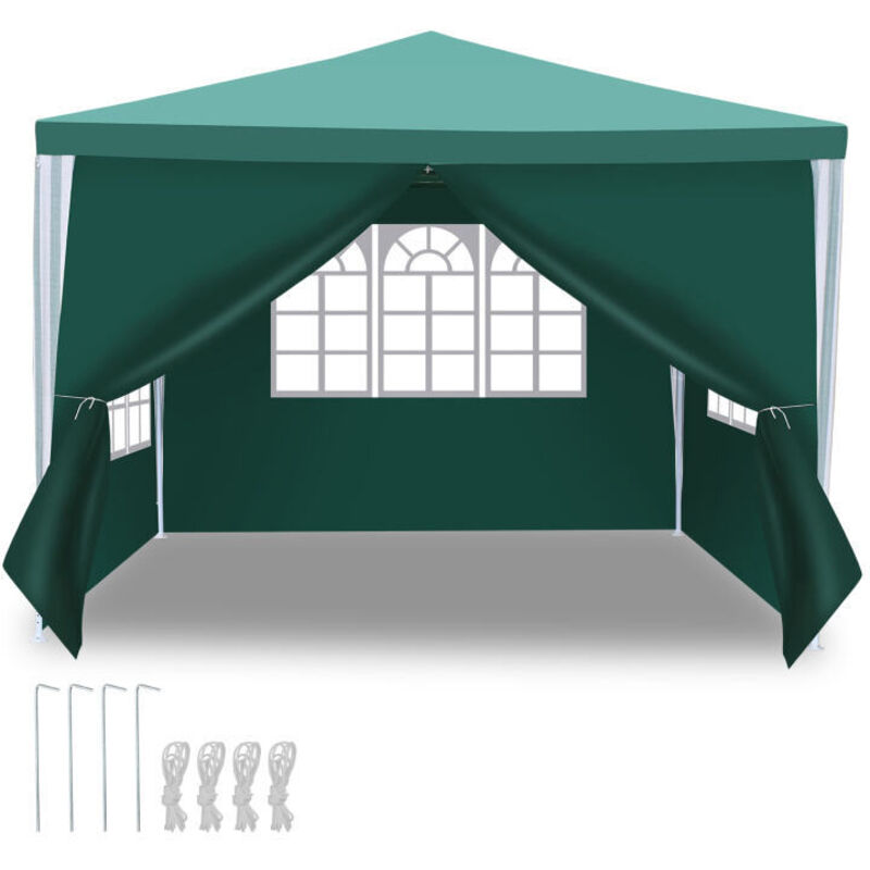 foto del prodotto swanew padiglione tenda da giardino facile da pulire. resistente con pareti laterali. tenda perfetta per le feste 3x3m verde