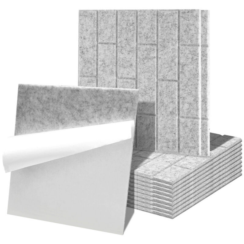 foto del prodotto swanew pannelli acustici 12 stuks piastrelle quadrate grigio chiaro poliestere autoadesivo ad alta densit 