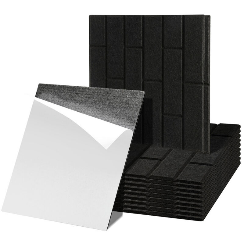 foto del prodotto swanew pannelli acustici 12 stuks piastrelle quadrate nero poliestere autoadesivo ad alta densit 