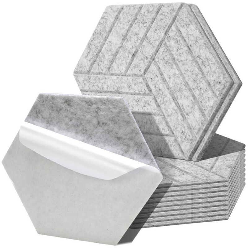 foto del prodotto swanew pannelli acustici 12 stuks striscia esagonale grigio chiaro poliestere autoadesivo ad alta densit 