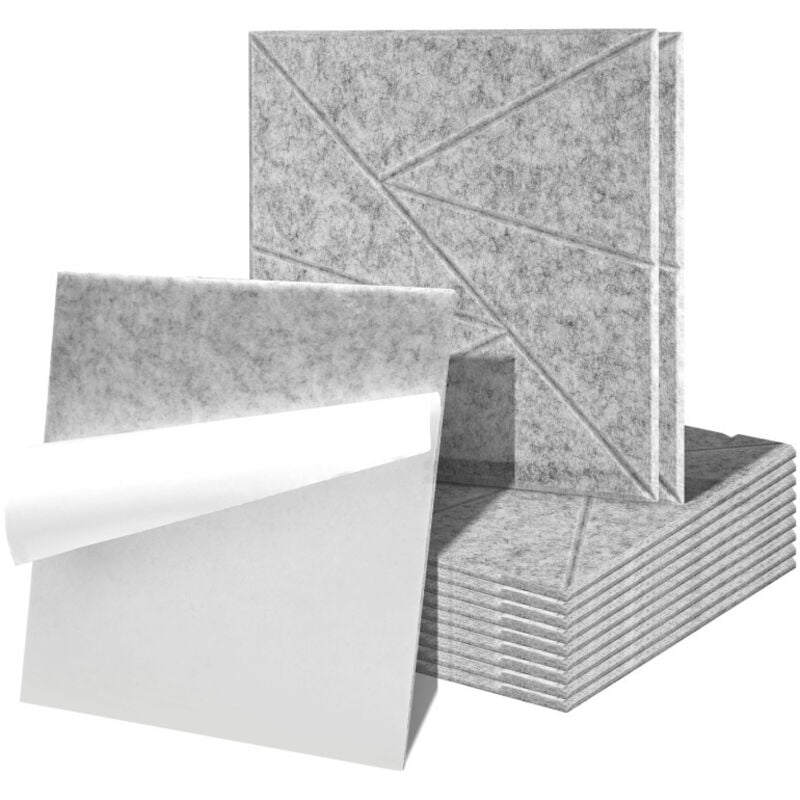 foto del prodotto swanew pannelli acustici 12 stuks triangolo quadrato grigio chiaro poliestere autoadesivo ad alta densità