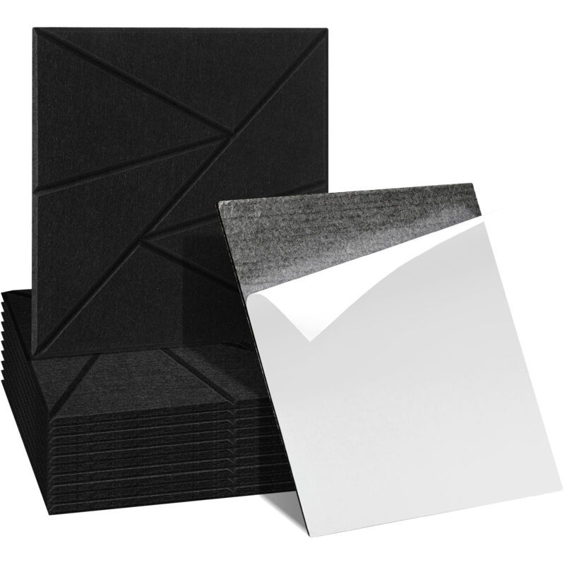 foto del prodotto swanew pannelli acustici 12 stuks triangolo quadrato nero poliestere autoadesivo ad alta densit 