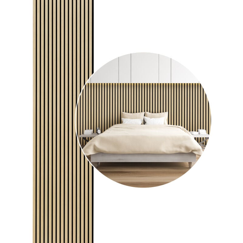foto del prodotto swanew pannello acustico rivestimento murale in mdf pannello murale acustico naturale pannelli murali moderni 120x60x2,1 cm in legno