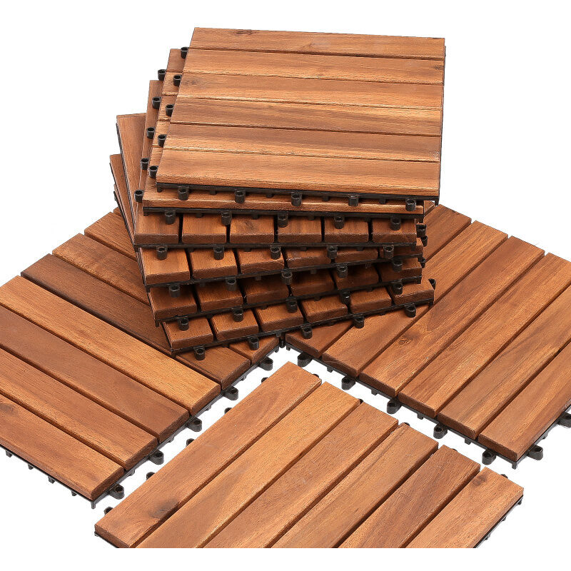 foto del prodotto swanew piastrelle di legno da 30 x 30 cm con sistema a clic set da 33 per piastrelle da 3 m con drenaggio per esterni giardino terrazza