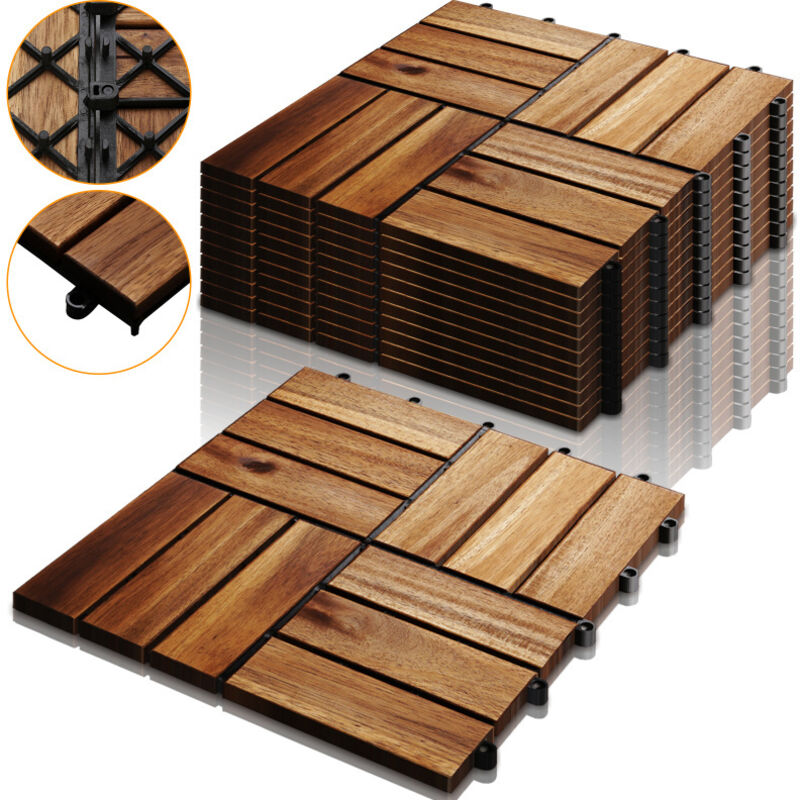 foto del prodotto swanew piastrelle in legno da 22 er fatte di acacia. 30x30 cm 12 piastrelle di doghe 2m . piastrelle da pavimento adatte come piastrelle di terrazza
