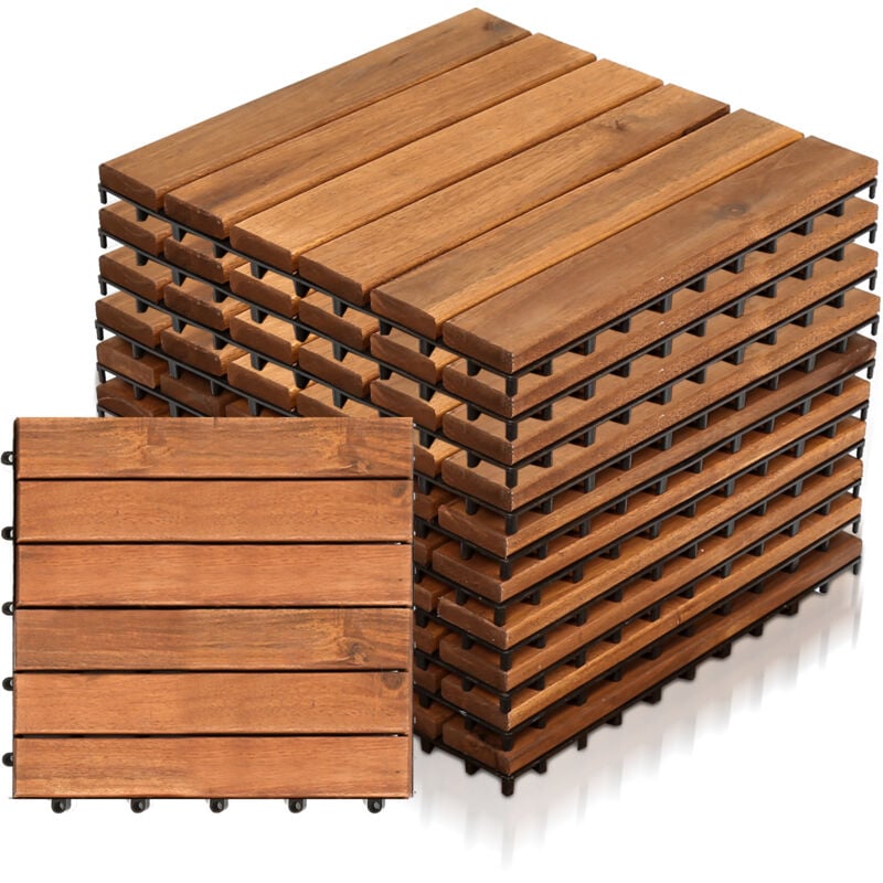 immagine 0 del prodotto swanew piastrelle in legno di acacia. da 30 x 30 cm. in set di 11 quadrotti per 1 m . per terrazze e balconi
