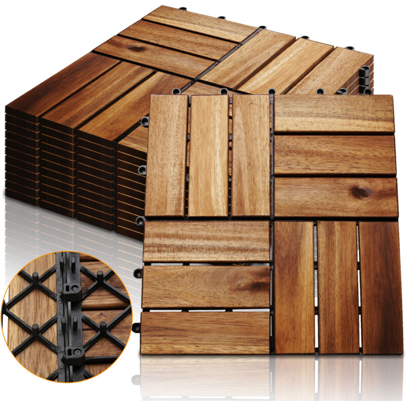foto del prodotto swanew piastrelle in legno di acacia. piastrelle da giardino da 30x30 cm piastrelle terrazza. 4m . 12 doghe. piastrelle facili da posare 44 pezzi 