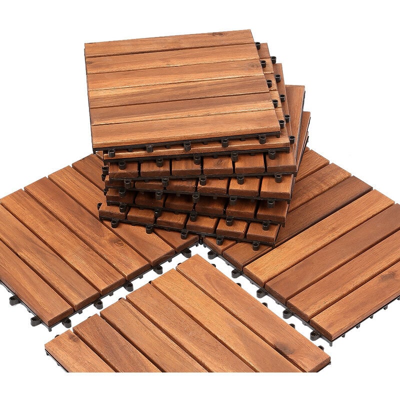foto del prodotto swanew piastrelle in legno realizzate in legno di acacia 30x30 cm. 6 piastrelle di doghe 1m . piastrelle per terrazze e balcone 11 pezzi 