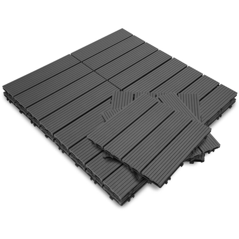 foto del prodotto swanew piastrelle per pavimenti da esterno piastrelle per terrazze in wpc 30x30 cm set di 11 pezzi per 1m antracite con aspetto legno piastrelle da