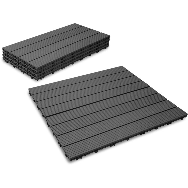 foto del prodotto swanew piastrelle per pavimenti da esterno piastrelle per terrazze in wpc 30x30 cm set di 12 pezzi per 2m antracite con aspetto legno piastrelle da