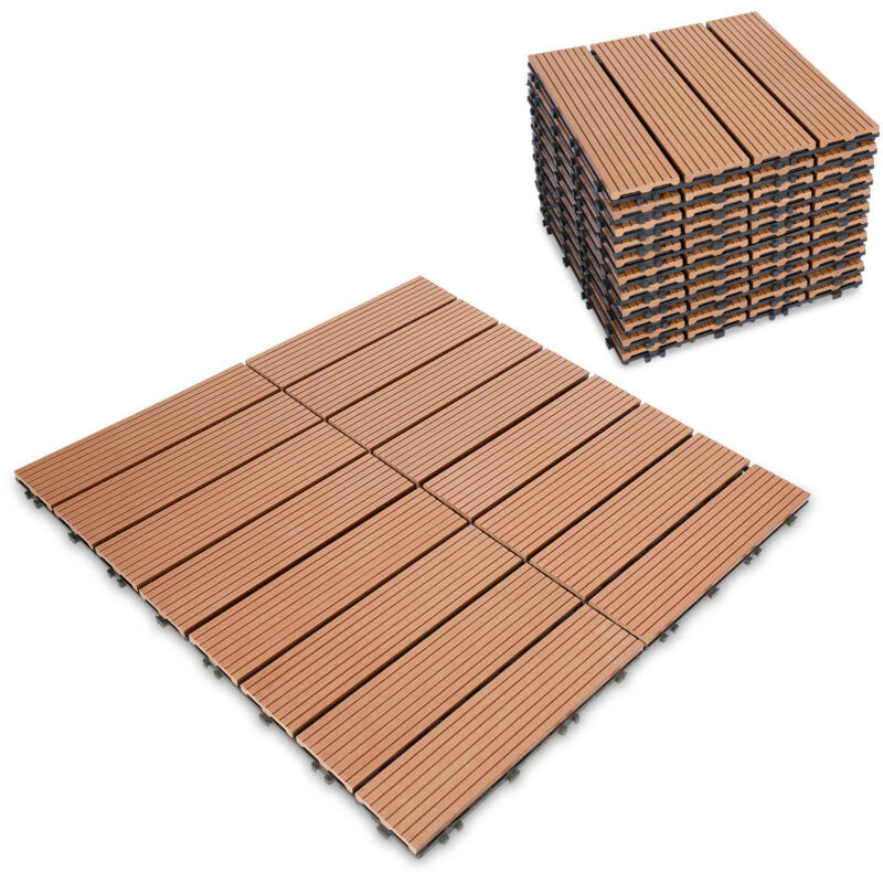 foto del prodotto swanew piastrelle per pavimenti da esterno piastrelle per terrazze in wpc 30x30 cm set di 22 pezzi per 2m marrone con aspetto legno piastrelle da