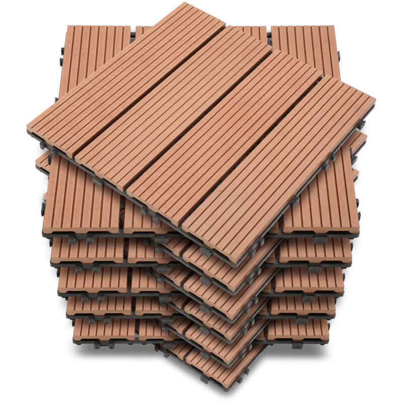 foto del prodotto swanew piastrelle per pavimenti da esterno piastrelle per terrazze in wpc 30x30 cm set di 33 pezzi per 3m marrone con aspetto legno piastrelle da