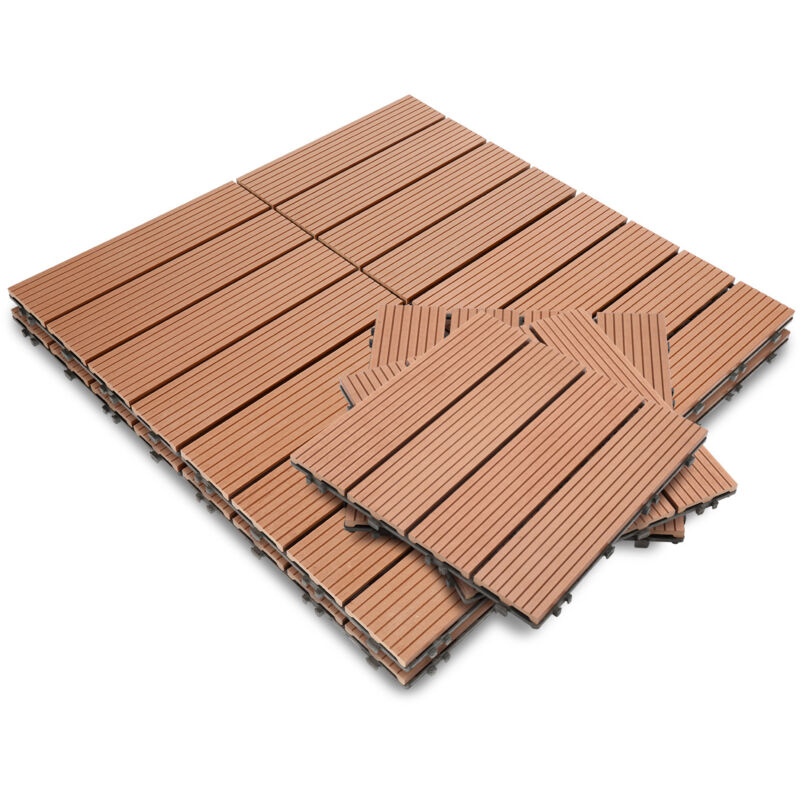 foto del prodotto swanew piastrelle per pavimenti da esterno piastrelle per terrazze in wpc 30x30 cm set di 44 pezzi per 4m marrone con aspetto legno piastrelle da