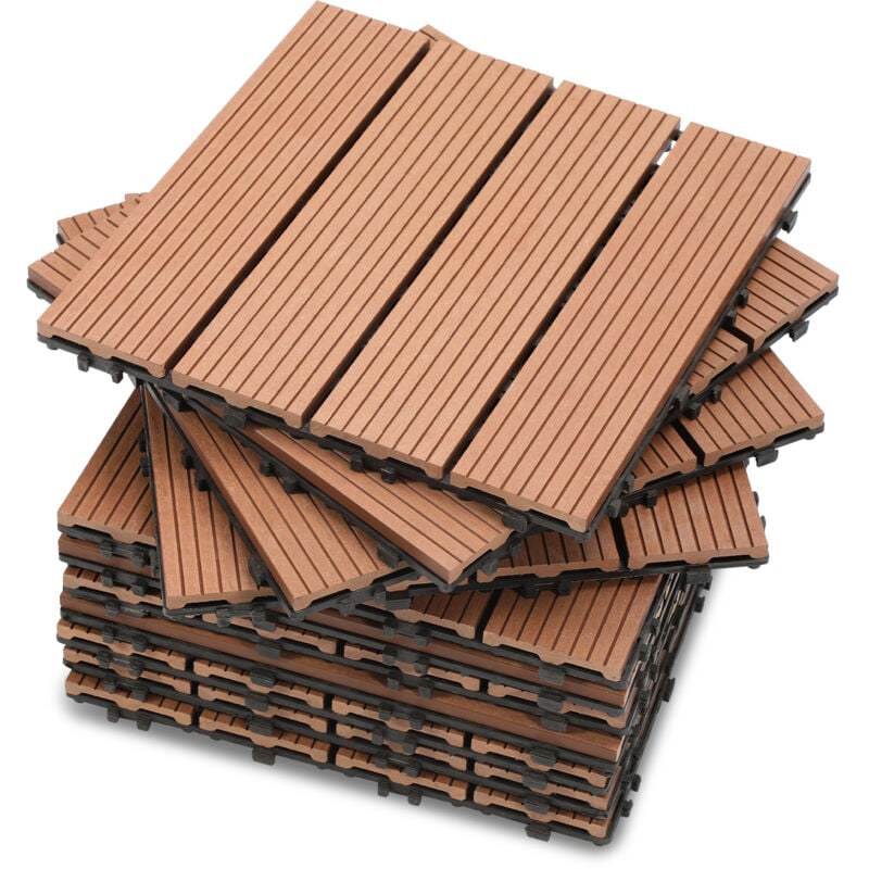 foto del prodotto swanew piastrelle per terrazza 1 mq, piastrelle in wpc 30x30 cm, 11 pezzi di piastrelle a clic, piastrelle per balcone, piastrelle in legno,
