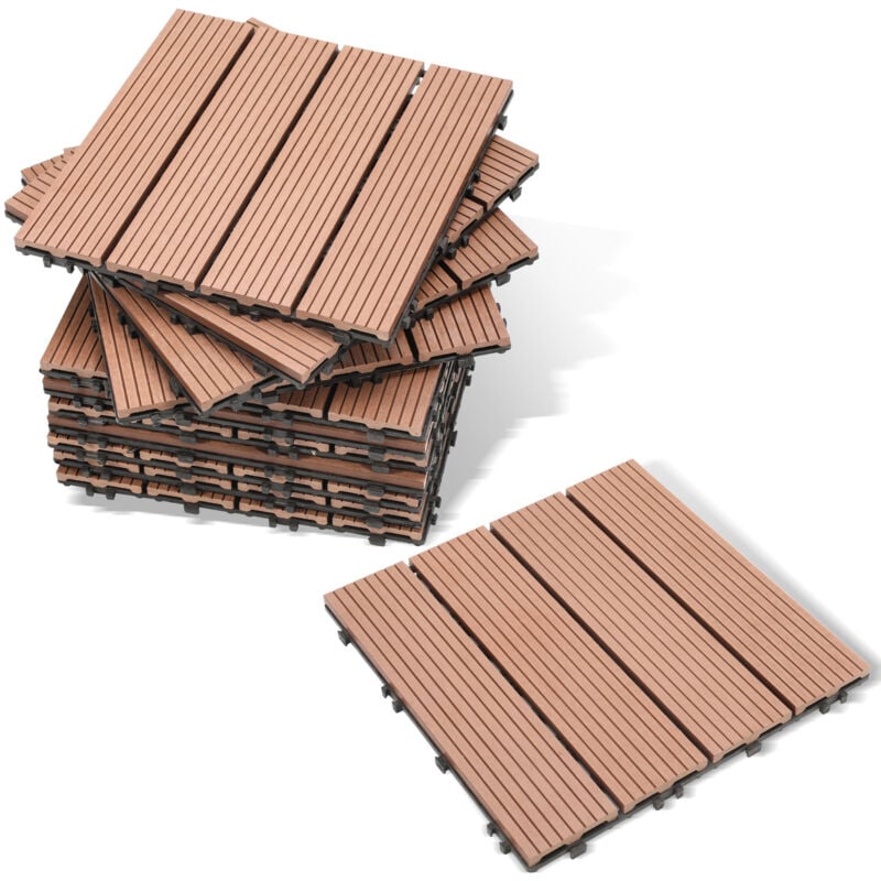 foto del prodotto swanew - piastrelle per terrazza 2 mq, piastrelle in wpc 30x30 cm, 22 pezzi di piastrelle a clic, piastrelle per balcone, piastrelle in legno,