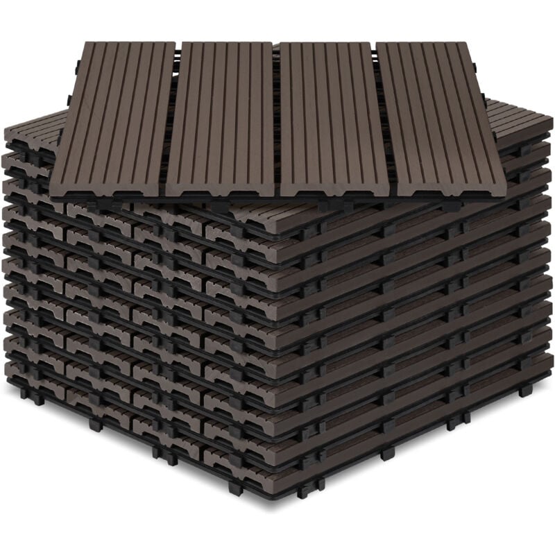 foto del prodotto swanew piastrelle per terrazza in wpc 30x30 cm, piastrelle per balcone da 1 mq, piastrella a clic, marrone scuro, 11 pezzi