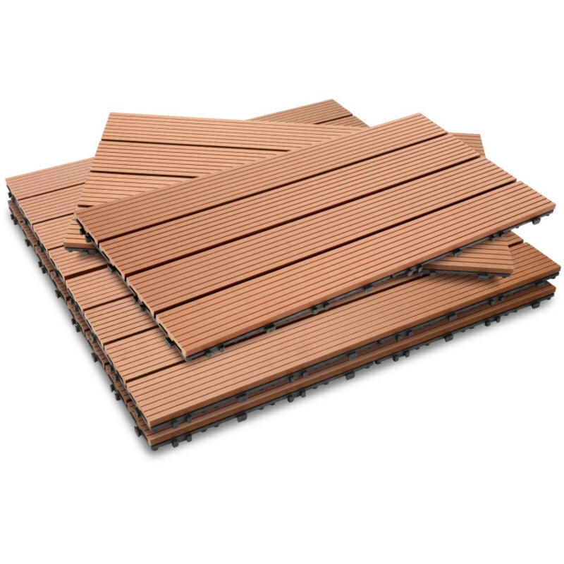 foto del prodotto swanew piastrelle per terrazza piastrelle in legno a incastro 6 pezzi piastrelle di rivestimento 60 x 30 per terrazza da giardino, marrone