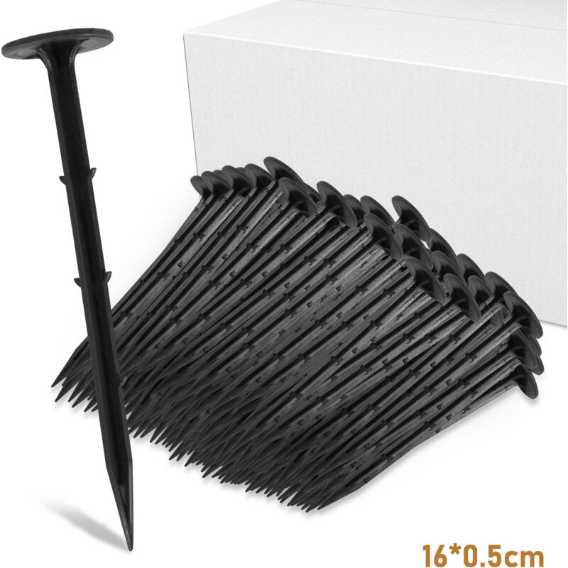foto del prodotto swanew picchetti ancoraggio a terra 400 pezzi chiodo a terra velo da giardinaggio plastica nera 160x5 mm