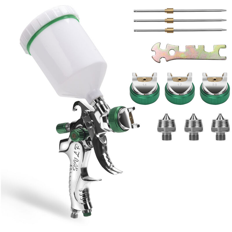 immagine 0 del prodotto swanew pistola a spruzzo hvlp spray gun pro con serbatoio da 600ml e 3 ugelli 1,4 1,7 2,0 mm 