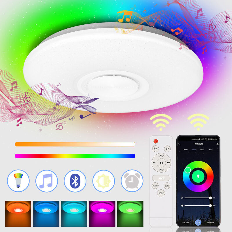 foto del prodotto swanew plafoniera bluetooth 36w plafoniera led con bluetooth e cambio di colore musicale