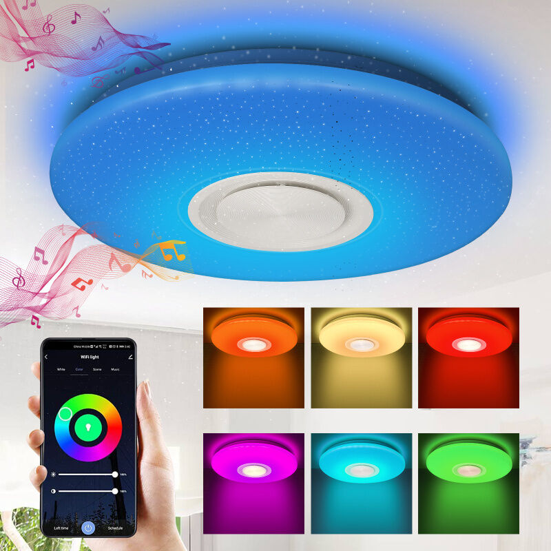 foto del prodotto swanew plafoniera led 36w cambiamento di colore corridoio soffitto lampada bluetooth musica lampada rotonda
