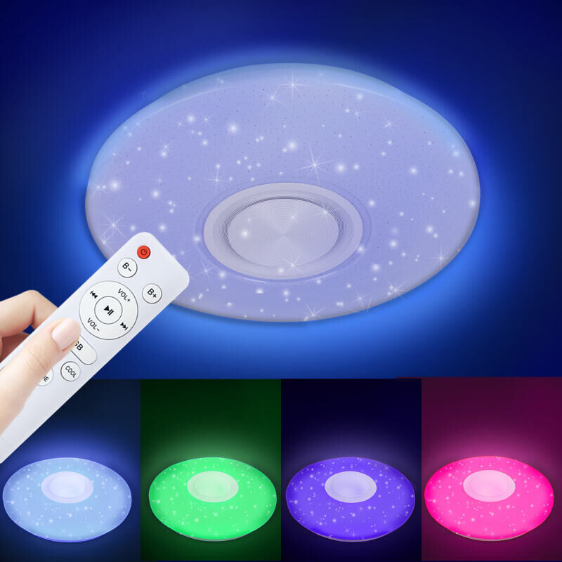 foto del prodotto swanew plafoniera led 36w cambiamento di colore soggiorno lampada da soffitto dimmerabile musica bluetooth